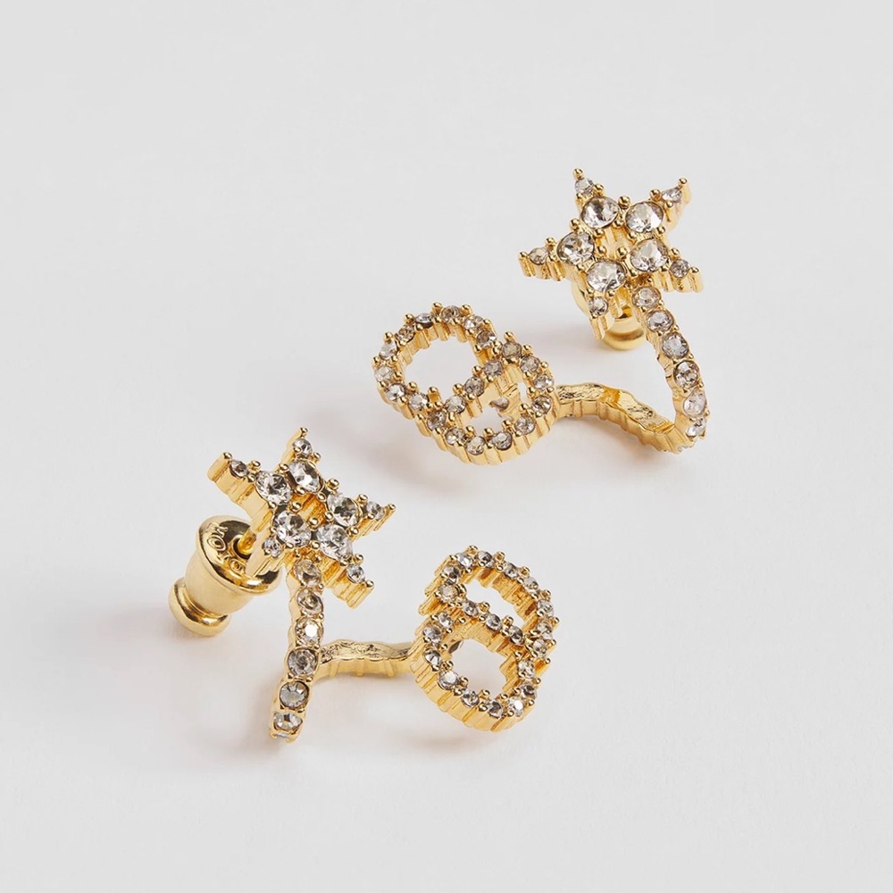 Dior Clair D Lune Earrings - Gold-Finish Metal and Sparkling Crystals
